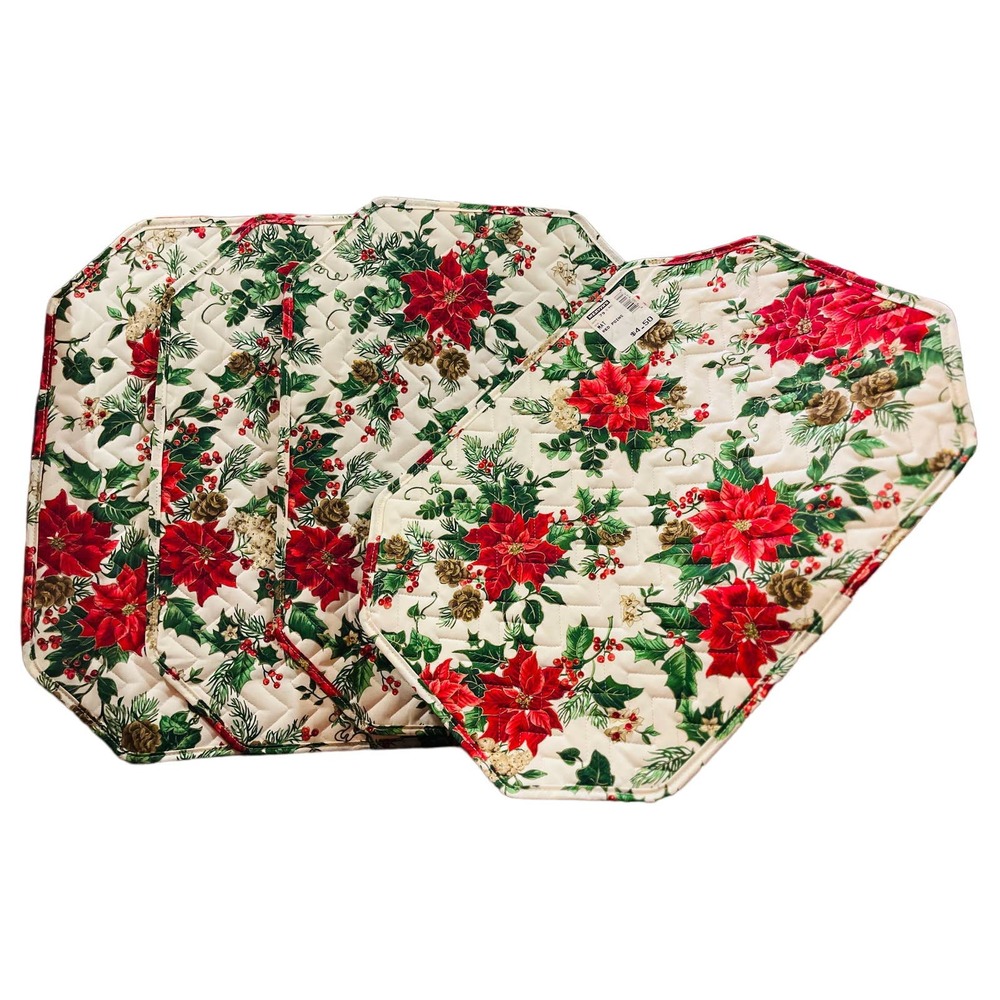 Mervyns Vintage Red poinsettia place mats set of 4